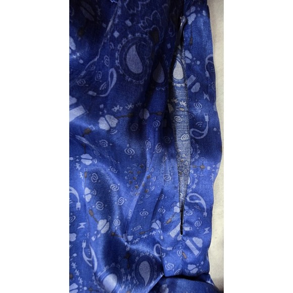 SOI PARIS Dress Surplice Neck Paisley Geometric Blue Cupro Rayon SZ EU 42 US L - Picture 10 of 12